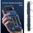 thumbnail image 3 of KOMI Case for Google Pixel 9/9 Pro with Slide Camera Cover+Screen Protector(1 Pack), Rotated Ring Kickstand Military Grade Shockproof Protective Cover-Navy Blue, 3 of 5