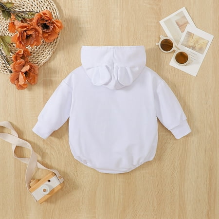 

Aayomet Baby Onesies Baby Girl Boy Clothes Outfit Baby Romper Cute Bear Ear Hooded Cotton Jumpsuit Long Sleeve Bodysuit White 3-6 Months