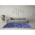 thumbnail image 3 of Ahgly Company Machine Washable Indoor Round Solid Blue Modern Area Rugs, 4' Round, 3 of 4