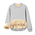 thumbnail image 1 of Qucoqpe - Camiseta de manga larga con cuello redondo para mujer, sudadera cálida de invierno con forro polar, blusa informal de color liso, blusa gris 5XL, 1 of 8