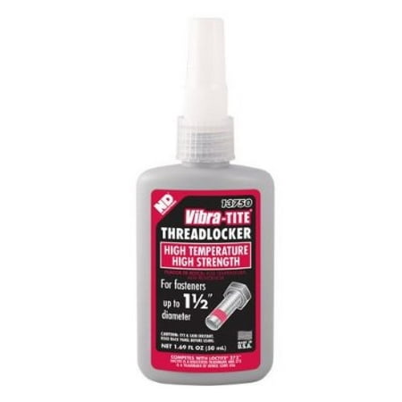 50 Ml Water - Vibra-TITE 137 Permanent High Temperature and High Strength Anaerobic Threadlocker, 50 ml Bottle, Red