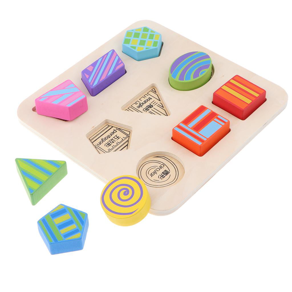 Wooden Shape Color Matching Game Puzzles Blocks Kids Early Educational Toy Gift 