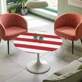 thumbnail image 4 of Bold Stripe Elastic Fitted Round Table Cover Red White Waterproof Outdoor Tablecloth for Holiday Party, Picnic, Patio & Dining Fits Tables Up to 45"-54", 4 of 8