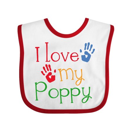 

Inktastic Poppy Grandkids Handprints Gift Baby Boy or Baby Girl Bib