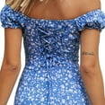 thumbnail image 4 of KOMOO Women Boho Dress Off Shoulder Floral Dress Short Sleeve Bandage Beach Sundress, 4 of 7