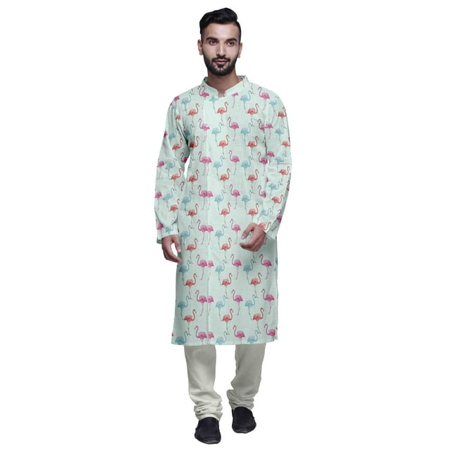 Atasi Kurta-Pyjama Long en Coton Imprimé pour Hommes, Kurta-Pyjama Décontracté de Designer, Vêtements