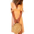 thumbnail image 1 of MAWCLOS Robes Femmes Couleur Unie Robe Chemise Boutonnée Robe d'Été Unie Vacances Nœud Papillon Orange 4TG, 1 of 2