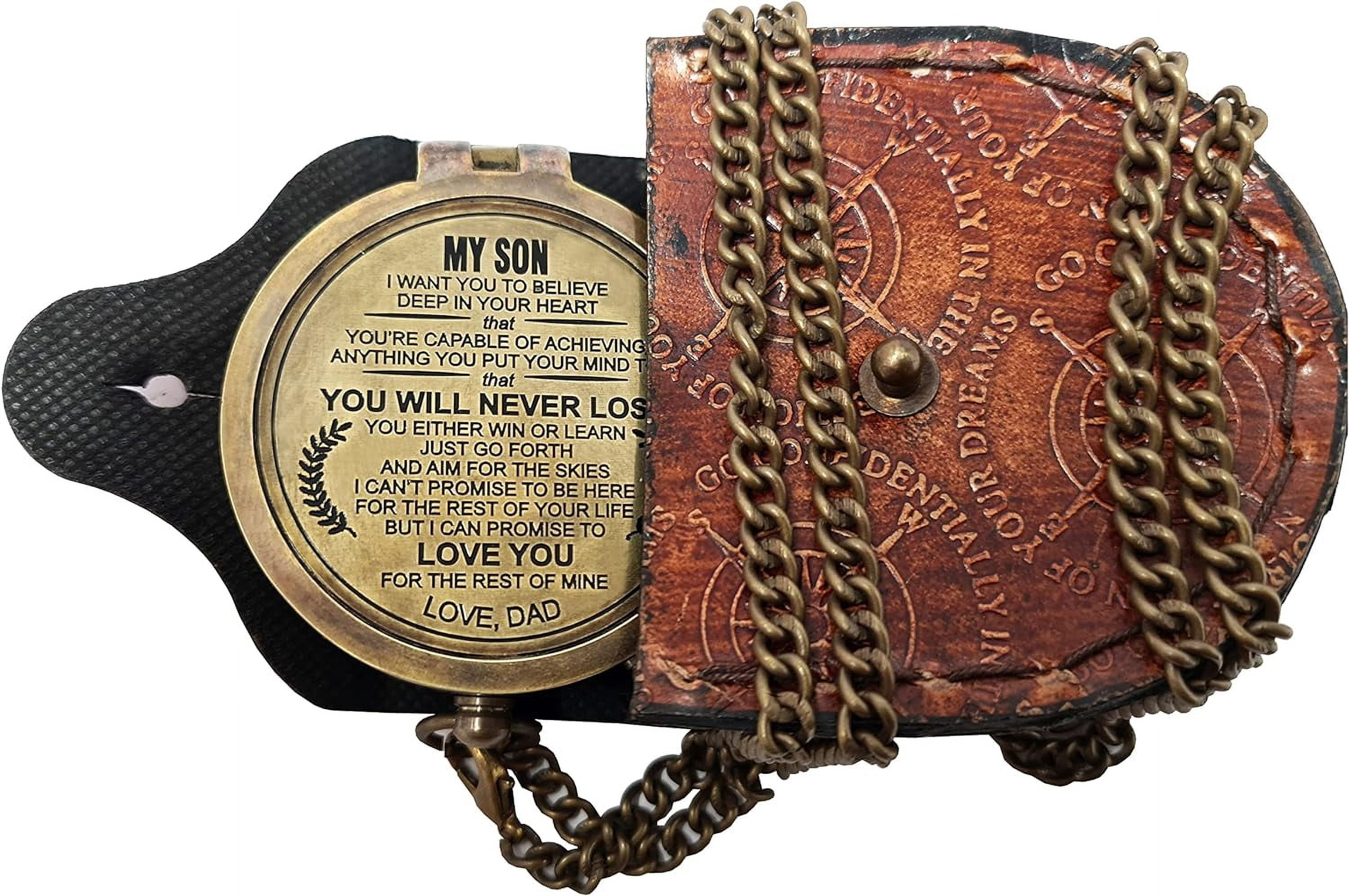 Maritime treasures Instruments Engraved Compass, Customized Brass Compass for Anniversary, Birthday, Graduation Day, Confirmation Gift, Valentine Gift, Parting Gift, Sailor Gift - Father - 3
