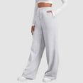 thumbnail image 5 of GEWSEY Women's Wide Leg Sweatpants Fleece Lined Baggy Straight Leg Lounge Pants Fall Outfits Athletic Joggers with Pockets (Grey, XXL), 5 of 7