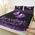 thumbnail image 3 of Manfei Kids Skating Lover Queen Sheet Sets, Black Purple Sequin Print Flat Sheet, Modern Sports Lover Queen Fitted Sheet, Super Cozy Room Decor, 4-Piece, 3 of 7