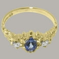 thumbnail image 6 of LBG British Made 14k Yellow Gold Natural Tanzanite & Diamond Womens Statement Ring - 33 size options - Size 9.25, 6 of 9