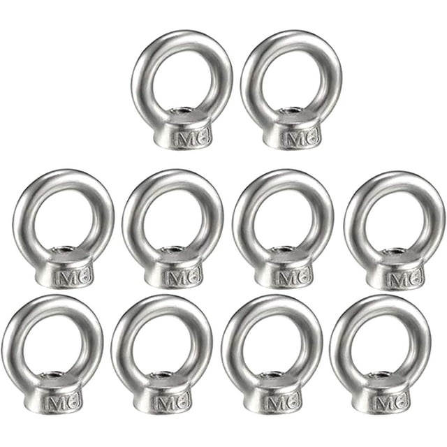 M6 Stainless Steel Lifting Rings with Male Threads, Eye Bolts & Shoulder Screws - 304 Grade, 10 Pack