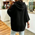thumbnail image 5 of WULMLEO Womens Hoodies Fall Winter Drawstring Hooded 3/4 Sleeve Oversized Pullover Casual Trendy Work Sweatshirts Loose Fit Cozy Hoodie Black M, 5 of 7