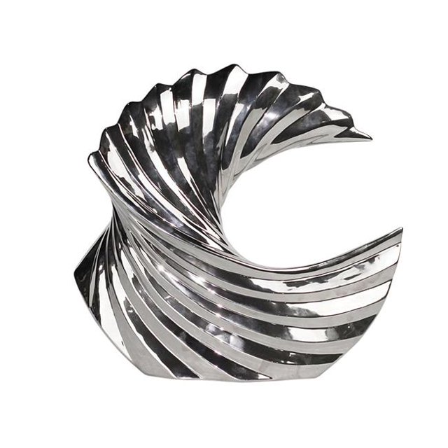 Benzara BM152313 Downrightly Imposing Decorative Ceramic Wave Vase, Silver