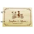 thumbnail image 1 of Personalised Wooden Guest Book Couple On Cycle Wedding Engraved Advice Book Custom Scrapbook, 1 of 6