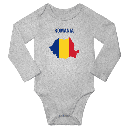 

Romania Flag Map Baby Long Slevve Jumpsuits Clothes (Gray 3-6 Months)