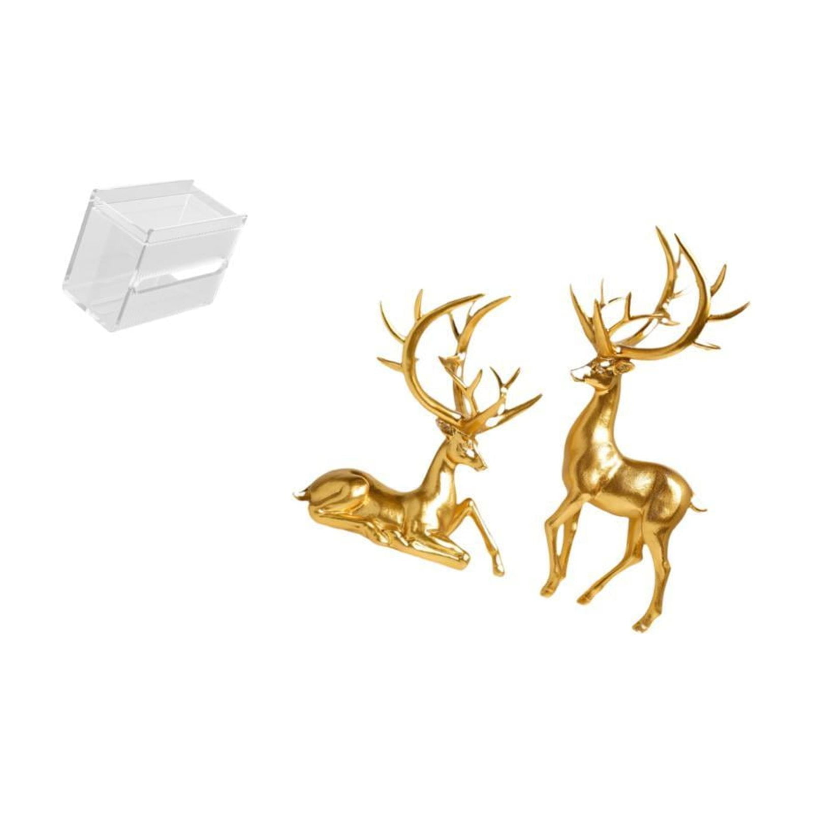 Fiocias Acrylic Toilet Paper Storage Box Modern Paper Towel Dispenser Wall Mounted Toilet Tissue Paper Holder Couple Deer Statues Decorative Sculptures Collec