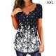 thumbnail image 1 of Camiseta de mujer Blusa informal Cuello en V Manga corta Botón Top, Negro Blanco, XXL seitruly  AP001374-10, 1 of 5