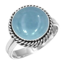 925 Sterling Silver Women Jewelry Natural Angelite Ring