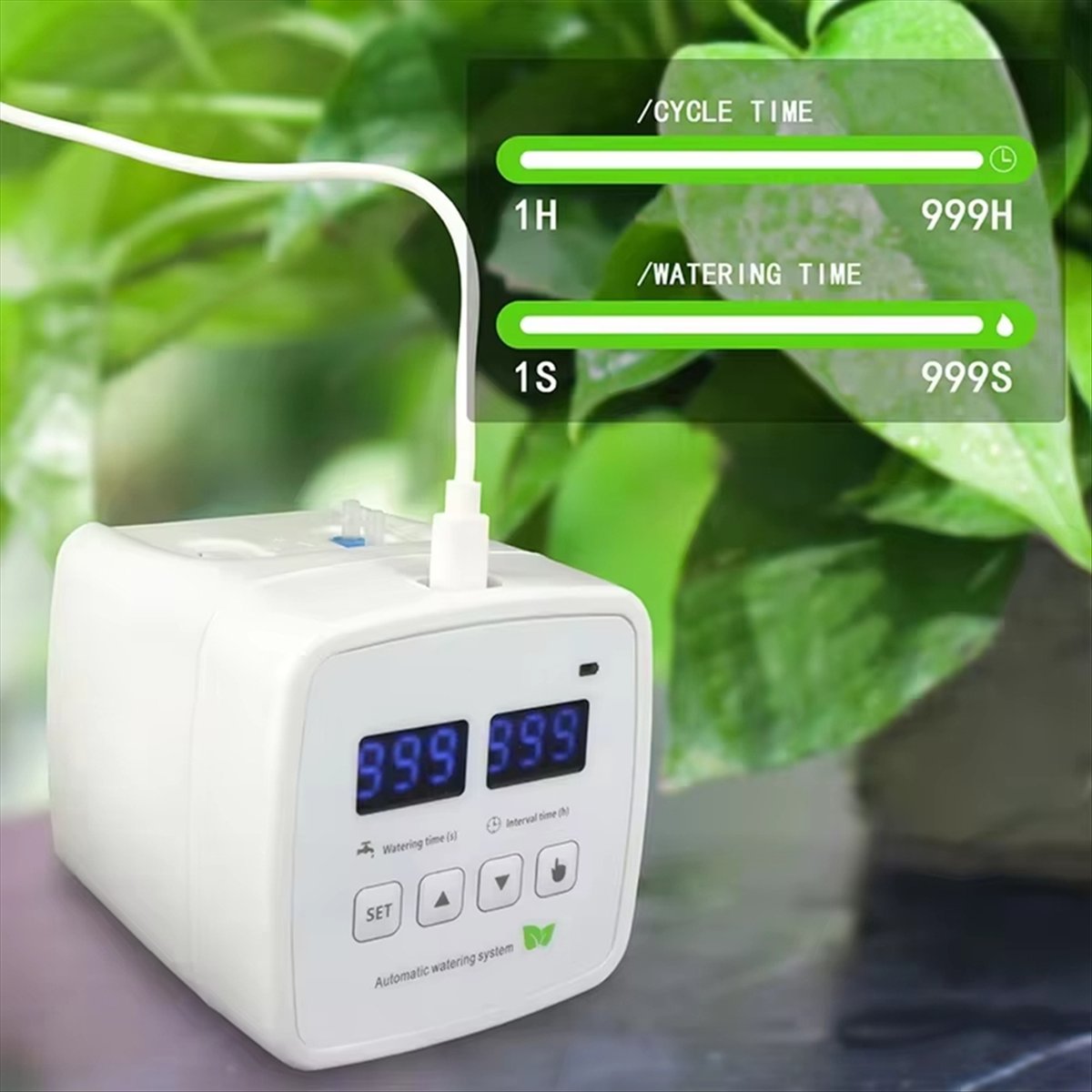 Intelligent Automatic Watering Device Timed Waterer Garden Terrace Drip Irrigation System for 10 Potted Plant Flower,1 x Smart Timer Watering Device,White