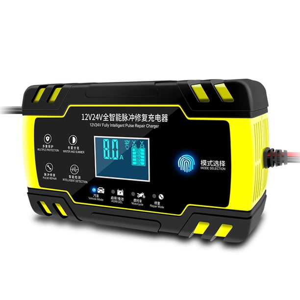 Cargador De Batería Cargador de batería de 12V / 24V Carga de energía de batería completamente automática (enchufe de EE. UU.) Likrtyny Para estrenar