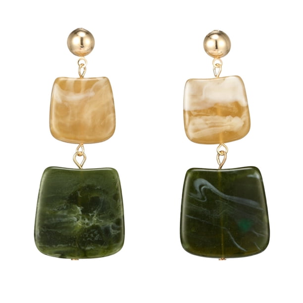 Pendientes de acrílico cuadrados de moda con textura de mármol creativa para mujeres y niñas.