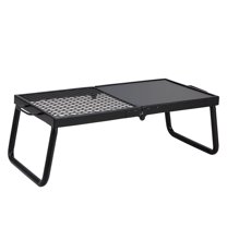 Heavy Duty Campfire Cooking Grill, 22.4" Foldable Steel Mesh Grate with Legs, Portable BBQ Rack for Outdoor Fire Pit & Open Flame Grilling