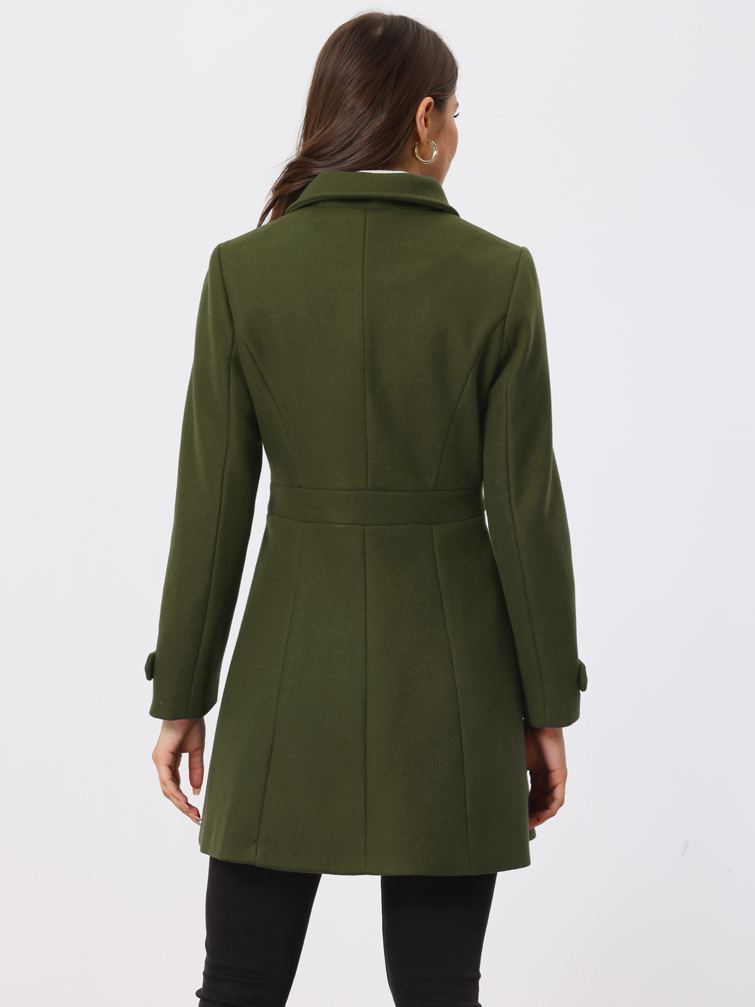 DARING DIVA Women's Single Breasted Long Outwear Winter Coat Army Green L