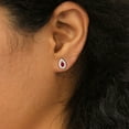 thumbnail image 3 of BERRICLE Sterling Silver Halo Pear Cut Cubic Zirconia CZ Fashion Stud Earrings for Women, Rhodium Plated, Red, 3 of 7