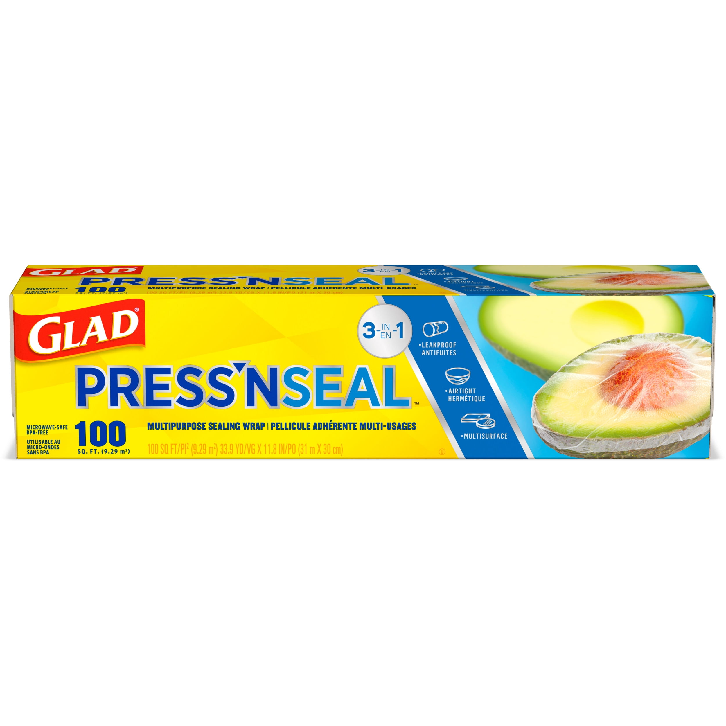 Glad Press'n Seal Plastic Food Wrap, 100 Square Foot Roll