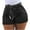 Black, variant on Xixinqiwan No Boundaries Plus Size Jean Shorts for Women High Waisted Stretchy Self Belt Tie Folded Hem Denim Shorts