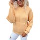 thumbnail image 1 of Sudadera con capucha informal con cordón para mujer, sudadera de punto de manga larga de color puro, Tops con bolsillo, color marrón claro L, 1 of 6
