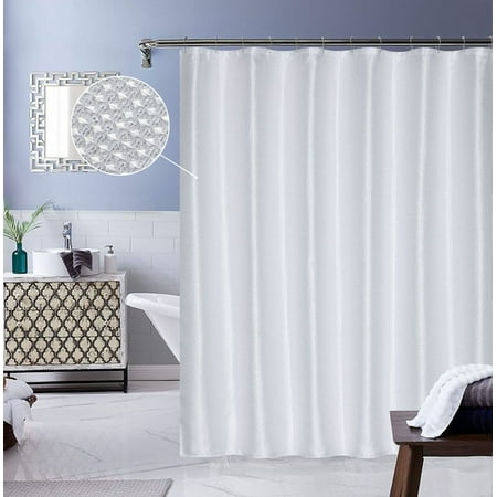 Dainty Home Lurex Waffle Polyester Shower Curtain, 70 x 72, White
