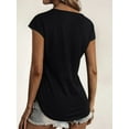 thumbnail image 4 of XCHQRTI Women V Neck Zipper Tshirt Summer Short Sleeves Tee Tops, 4 of 5