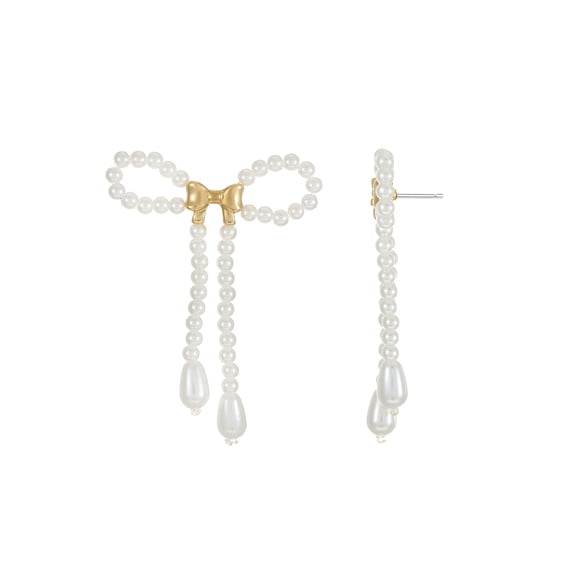 Packed Party Tied with a Bow Pearl Earrings