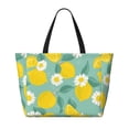 thumbnail image 2 of Disketp Lemons Chamomile Flowers And Leaves Large Capacity Beach Bag, Waterproof Sandproof Beach Swim Pool Bag Tote Bag for Women, 2 of 7