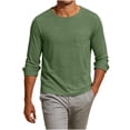 thumbnail image 2 of Long Sleeve T Shirt for Men Solid Color Basic Crew Neck Tops Casual Comfy Work Top Breathable Pullover Tshirt Army Green L, 2 of 9