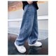 thumbnail image 5 of WILLBEST Pantalones Mujer Pantalones Vaqueros Con Cintura Elástica Para Niños, Pantalones Vaqueros de Pierna Recta Para Niños, Pantalones Cargo Holgados Casuales Para Uso Diario En Primavera y Otoño., 5 of 7