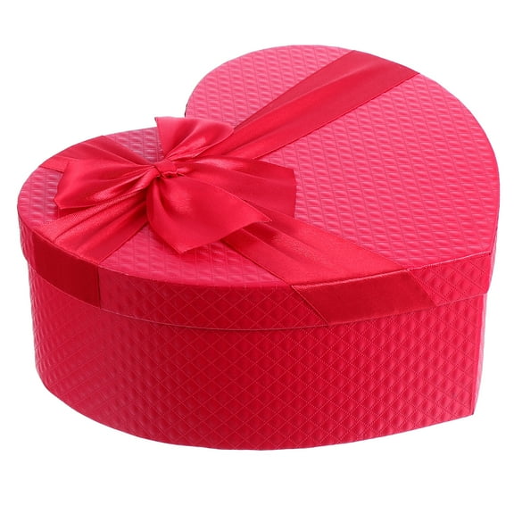 PENIKOKO Valentine Heart Shaped Red Paper Box with Lid 1 Piece 9.1 x 7.9 x 3.5 Inches