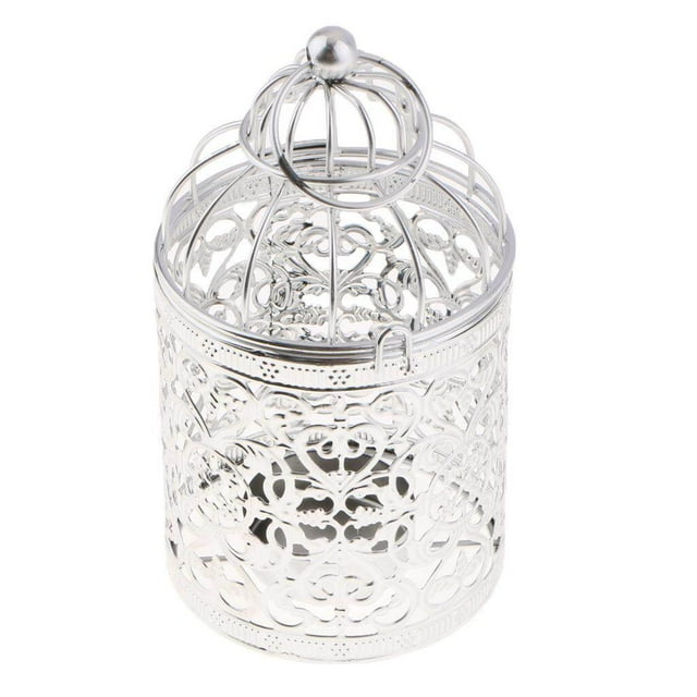 thinsony Electroplated Metal Birdcage Shape Tea Light Candle Holder B-Silver