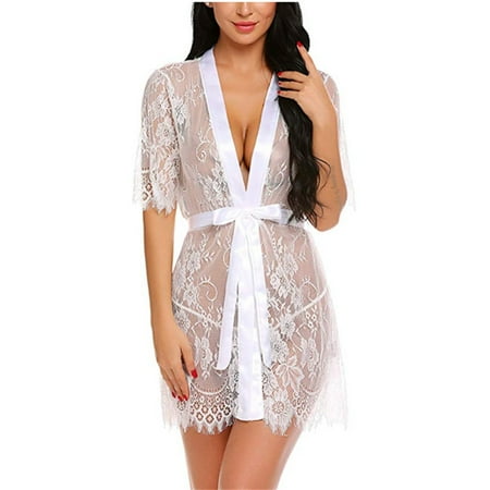 

Knosfe Sexy Nightgown Onesies Pajamas Sleepwear Lace Robe Solid Color Pjs for Women