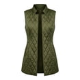 thumbnail image 6 of Yutgune Women's Long Quilted Vest Lapel Collar Sleeveless Jacket Casual Fall Outerwear, 6 of 6