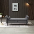 thumbnail image 4 of Holaki 63" Velvet Multi-functional Storage Rectangular Sofa Stool Buttons Tufted Nailhead Trimmed Solid Wood Legs with 1 Pillow, Grey, 4 of 10