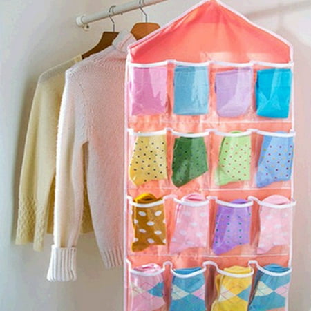 

Foraging dimple 16Pockets Clear Hanging Bag Socks Bra Underwear Rack Hanger Storage Organizer