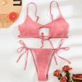 thumbnail image 2 of Ersazi Womens Bathing Suits Color Hollow Straps Split Bikini Swimsuit In Clearance Pink L, 2 of 9
