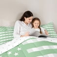 thumbnail image 4 of Homewish Green Buffalo Plaid Bedding Comforter Set 7 Pieces for Adult, Fashion Stripe Lines Full Bedding Set, Chic US Flag Reversible Fitted Sheet Flat Sheet, Breathable Home Decor, 4 of 7