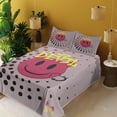 thumbnail image 2 of Ambesonne Emoji Fitted & Top Sheet Set with Shams, Modern Funny Evil Face Dots, Dried Rose Yellow Black, 2 of 5