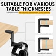 thumbnail image 3 of Dual Headphone Stand for Desk, 360° Rotating Under Desk Headset Holder Mount Clamp On Earphone Hanger with Cable Clip for 0.35 to 1.65 inch Thick Table, 3 of 10