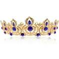 thumbnail image 4 of HLONK Couronne Ronde Rétro Couvre-Chef de Mariage Couronne Strass Mariée Miss Bleu, 4 of 8
