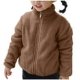 thumbnail image 2 of AHTJRT Sherpa Fleece Jacket for Girls Boys Zip-Up Mock Neck Wind Resistant Outerwear Warm Casual Fall Winter Lounge Outdoor Coats Brown 10-11 Years, 2 of 6